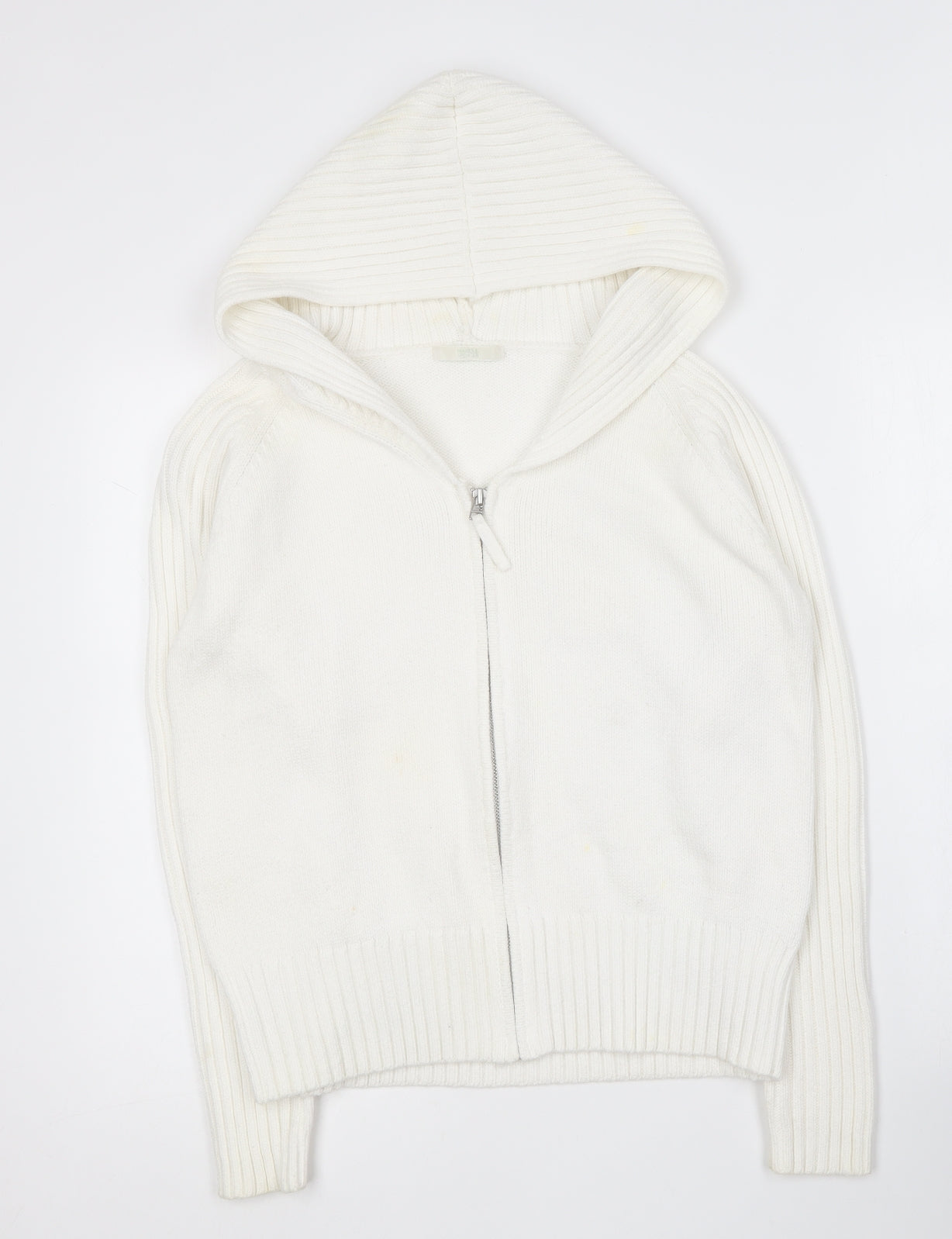 Marks and Spencer Womens White  Cotton Full Zip Hoodie Size 18