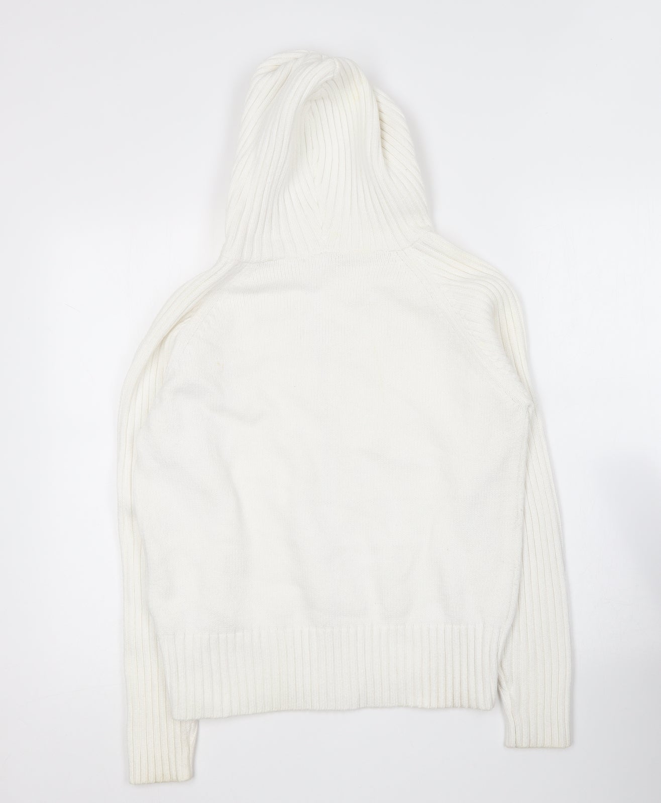 Marks and Spencer Womens White  Cotton Full Zip Hoodie Size 18
