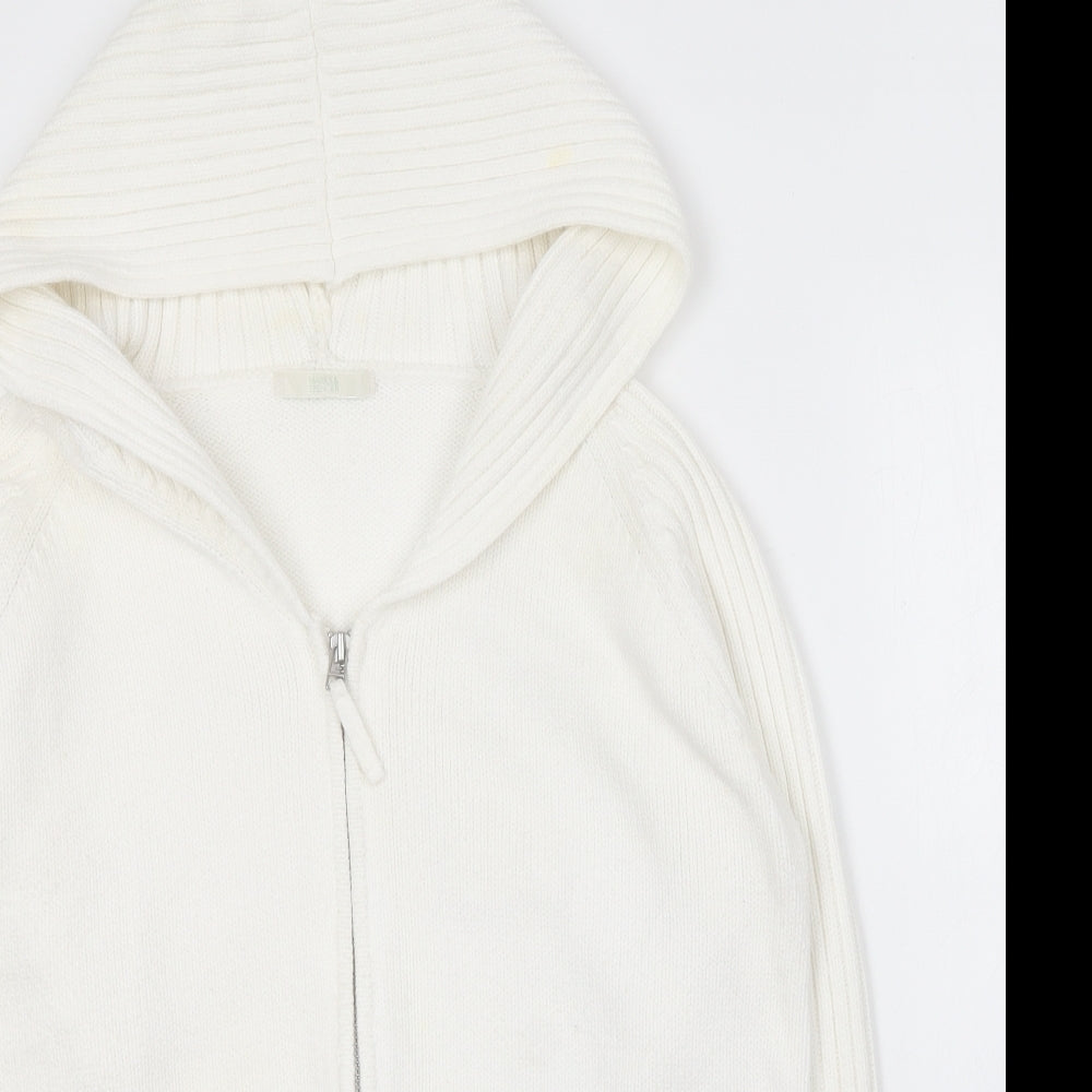 Marks and Spencer Womens White  Cotton Full Zip Hoodie Size 18