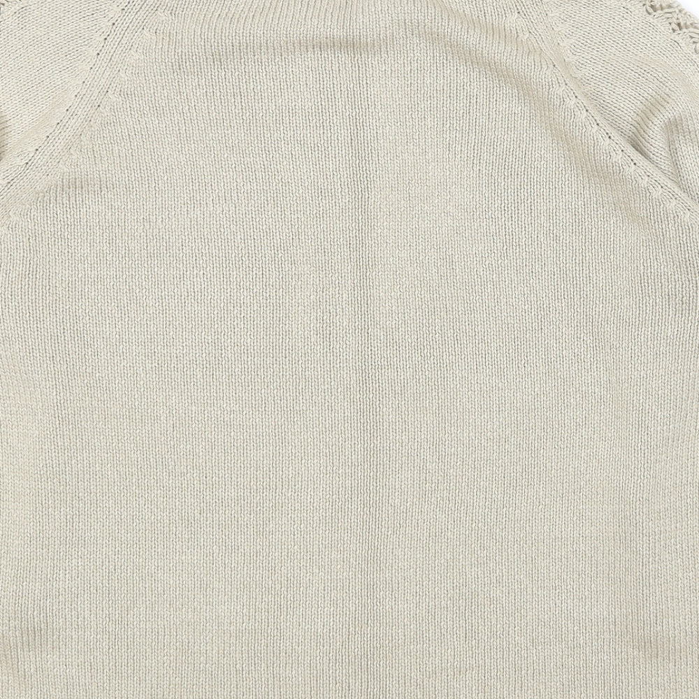 George Womens Beige Round Neck  Acrylic Pullover Jumper Size 14
