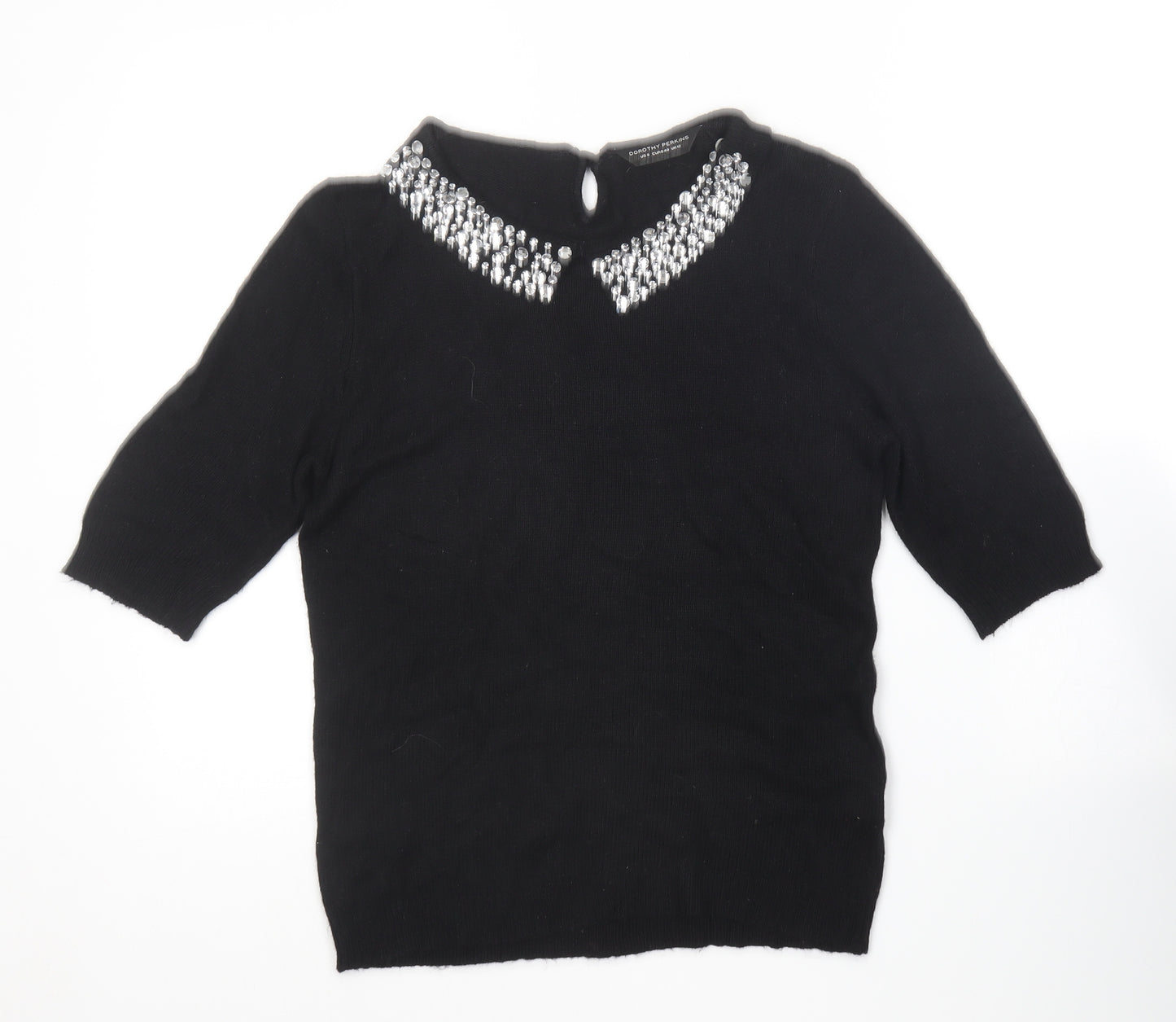 Dorothy Perkins Womens Black Collared  Nylon Pullover Jumper Size 12