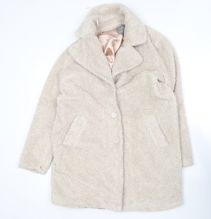 Oasis Womens Beige   Overcoat Coat Size M