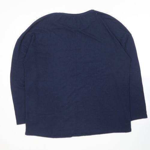 Papaya Womens Blue Round Neck  Polyester Pullover Jumper Size 16   - Love heart