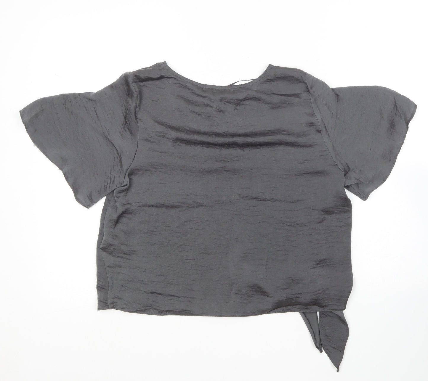 New Look Womens Grey  Polyester Basic Blouse Size 12 Round Neck