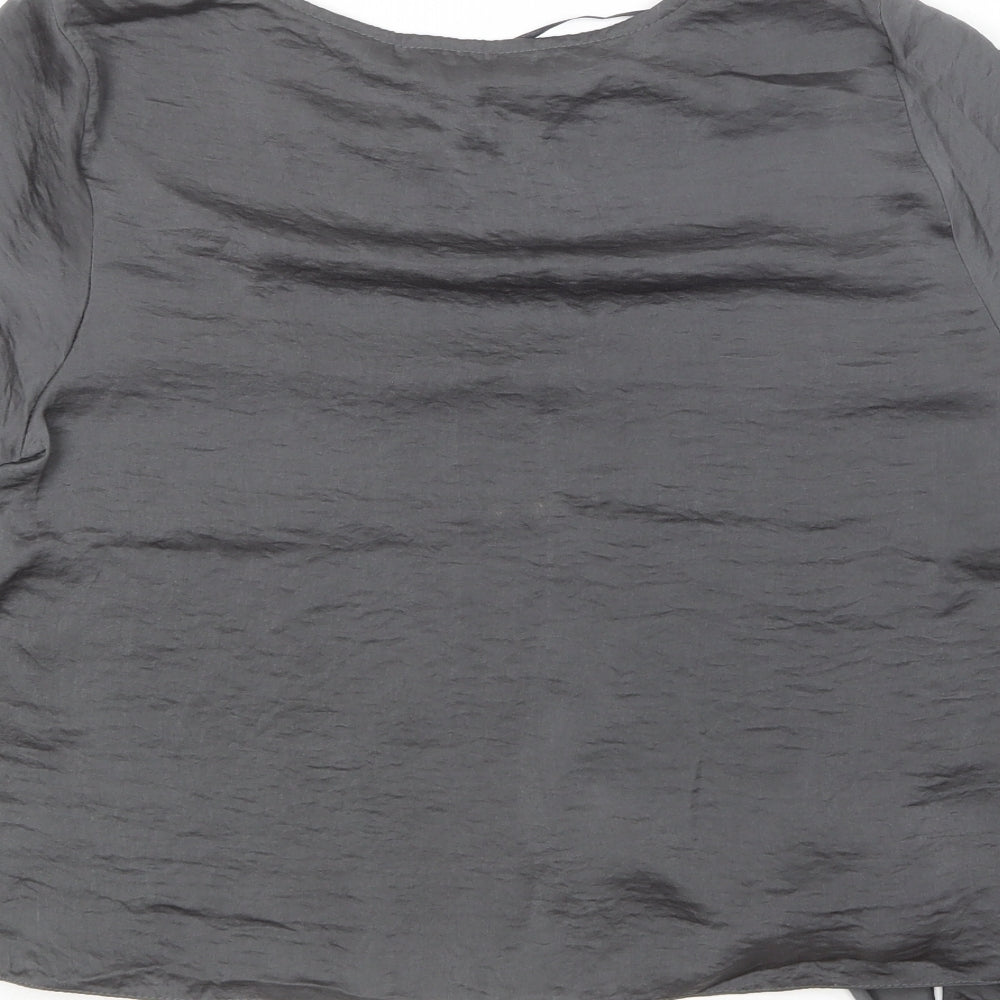 New Look Womens Grey  Polyester Basic Blouse Size 12 Round Neck