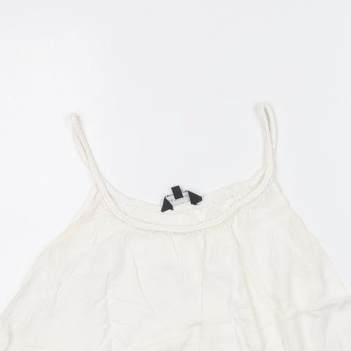 New Look Womens White  Viscose Camisole T-Shirt Size 10 Round Neck