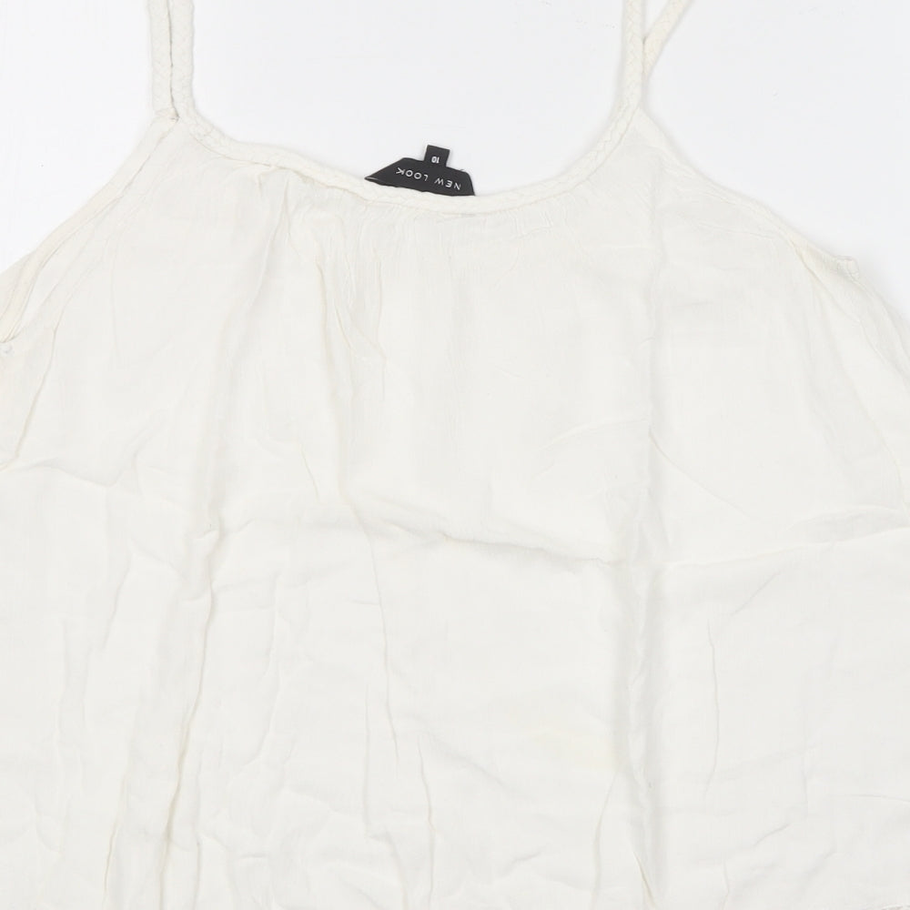 New Look Womens White  Viscose Camisole T-Shirt Size 10 Round Neck