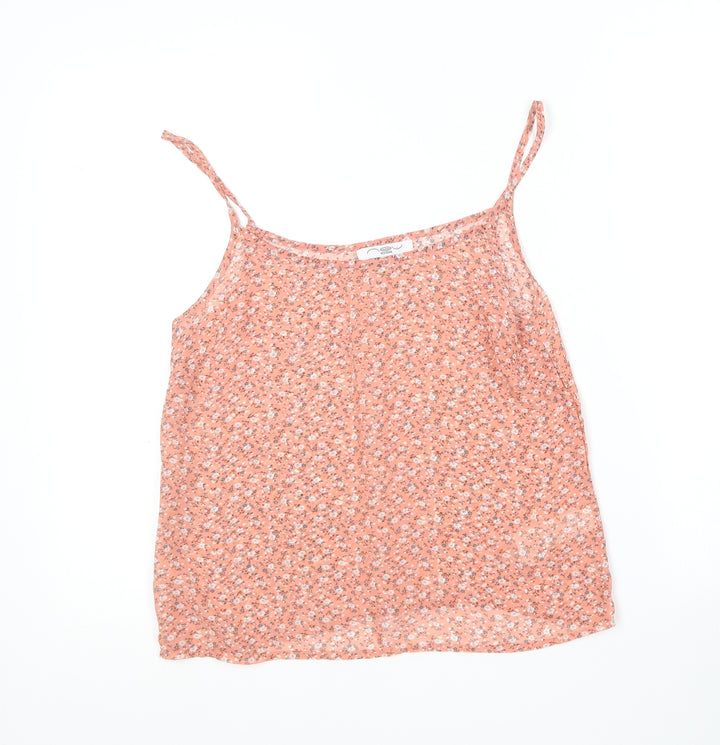 New Look Womens Multicoloured Floral Polyester Camisole T-Shirt Size 10 Square Neck