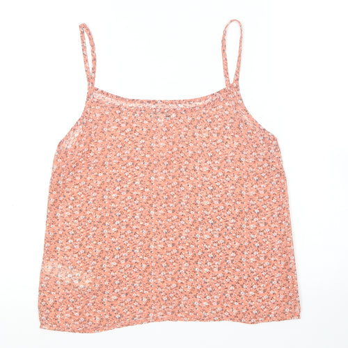 New Look Womens Multicoloured Floral Polyester Camisole T-Shirt Size 10 Square Neck