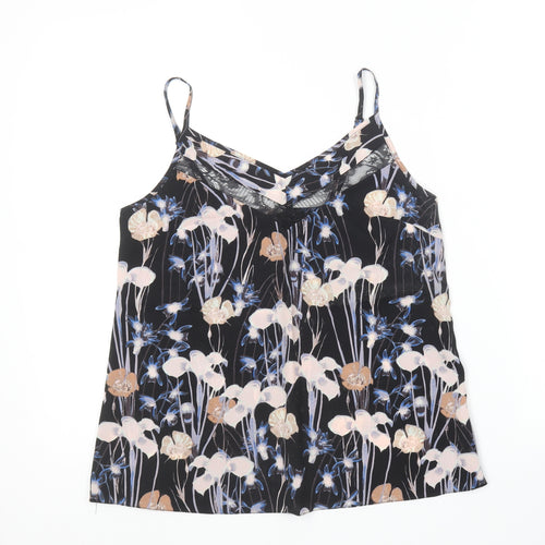 Miss Selfridge Womens Multicoloured Floral Polyester Camisole T-Shirt Size 8 V-Neck