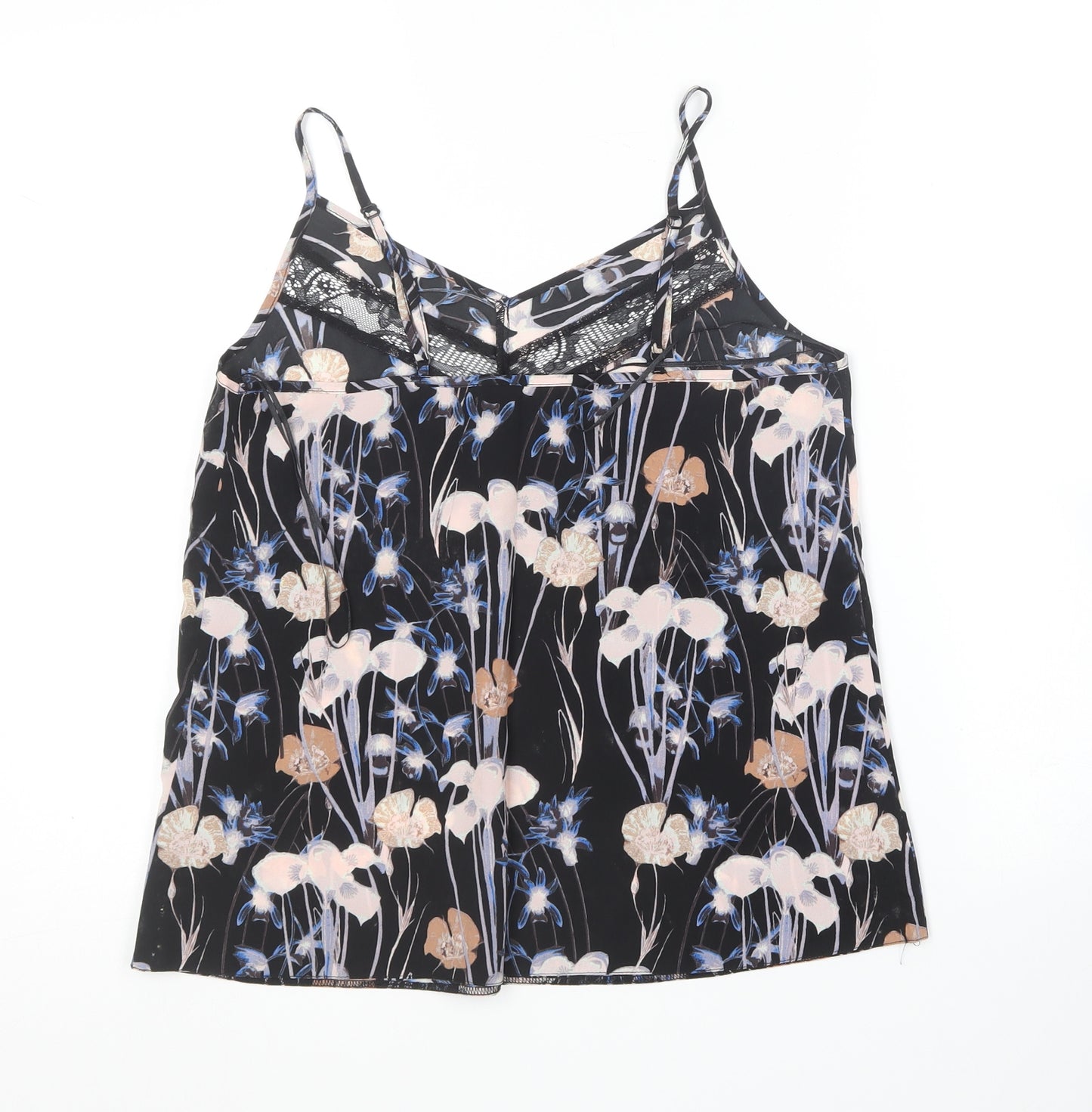 Miss Selfridge Womens Multicoloured Floral Polyester Camisole T-Shirt Size 8 V-Neck