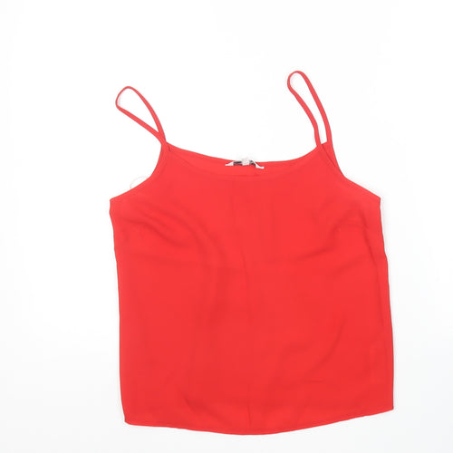 New Look Womens Red  Polyester Camisole T-Shirt Size 8 V-Neck