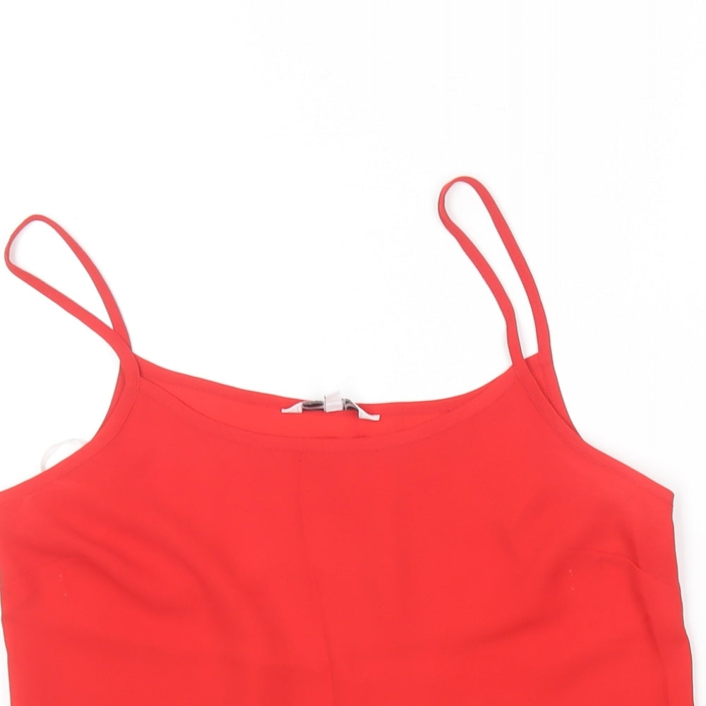 New Look Womens Red  Polyester Camisole T-Shirt Size 8 V-Neck