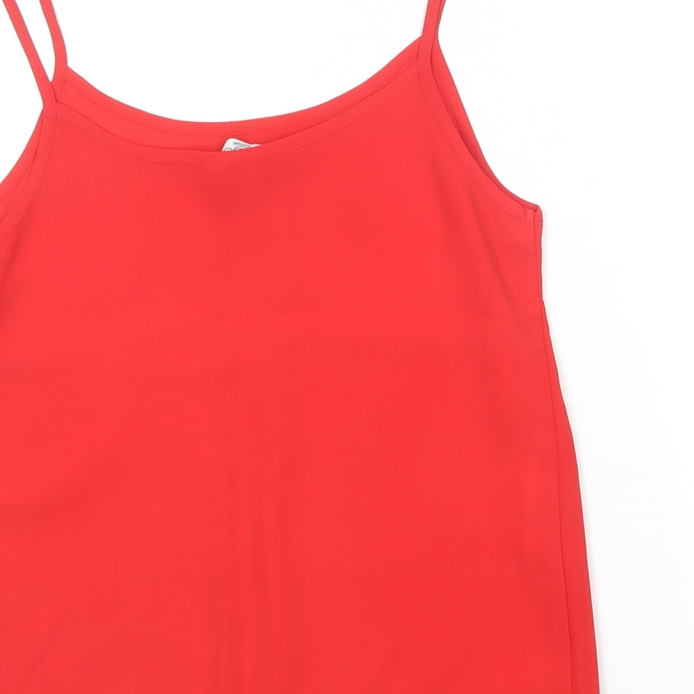 New Look Womens Red  Polyester Camisole T-Shirt Size 8 V-Neck