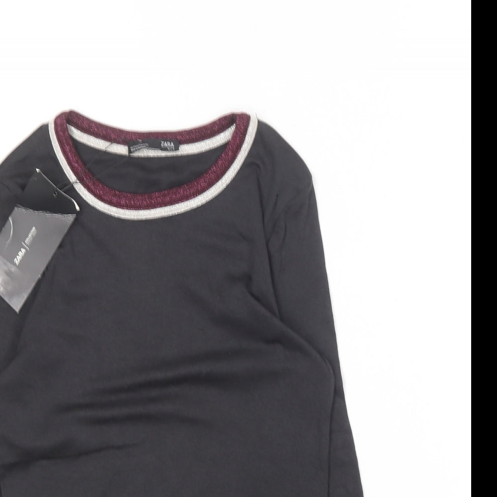 Zara Womens Grey  Lyocell Basic T-Shirt Size S Roll Neck