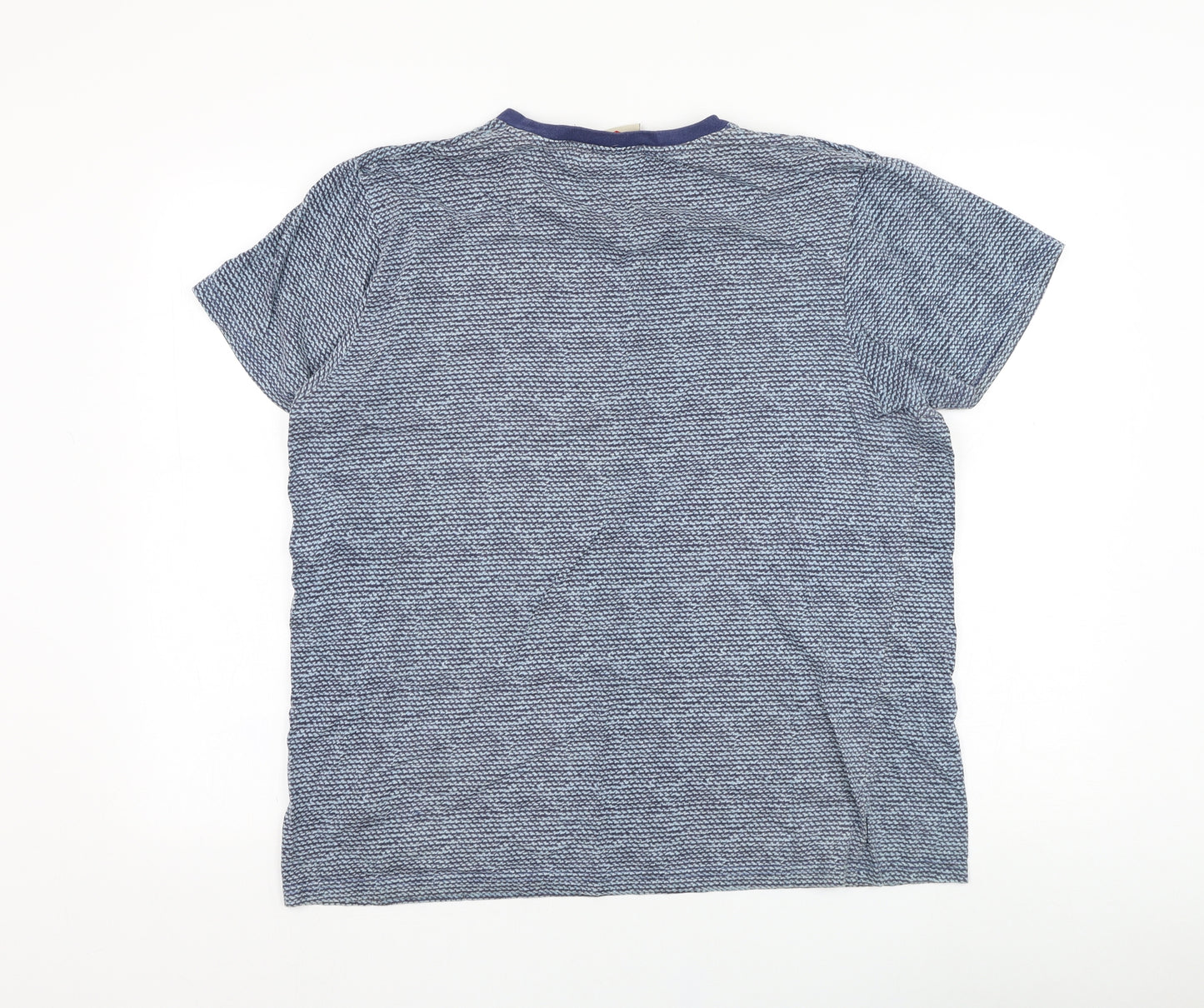 Lee Cooper Mens Blue Striped Cotton  T-Shirt Size L Round Neck