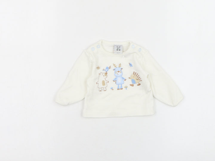 Just too cuddly Girls White Cotton Pullover Jumper Size 0-3 Months Pullover - Animal