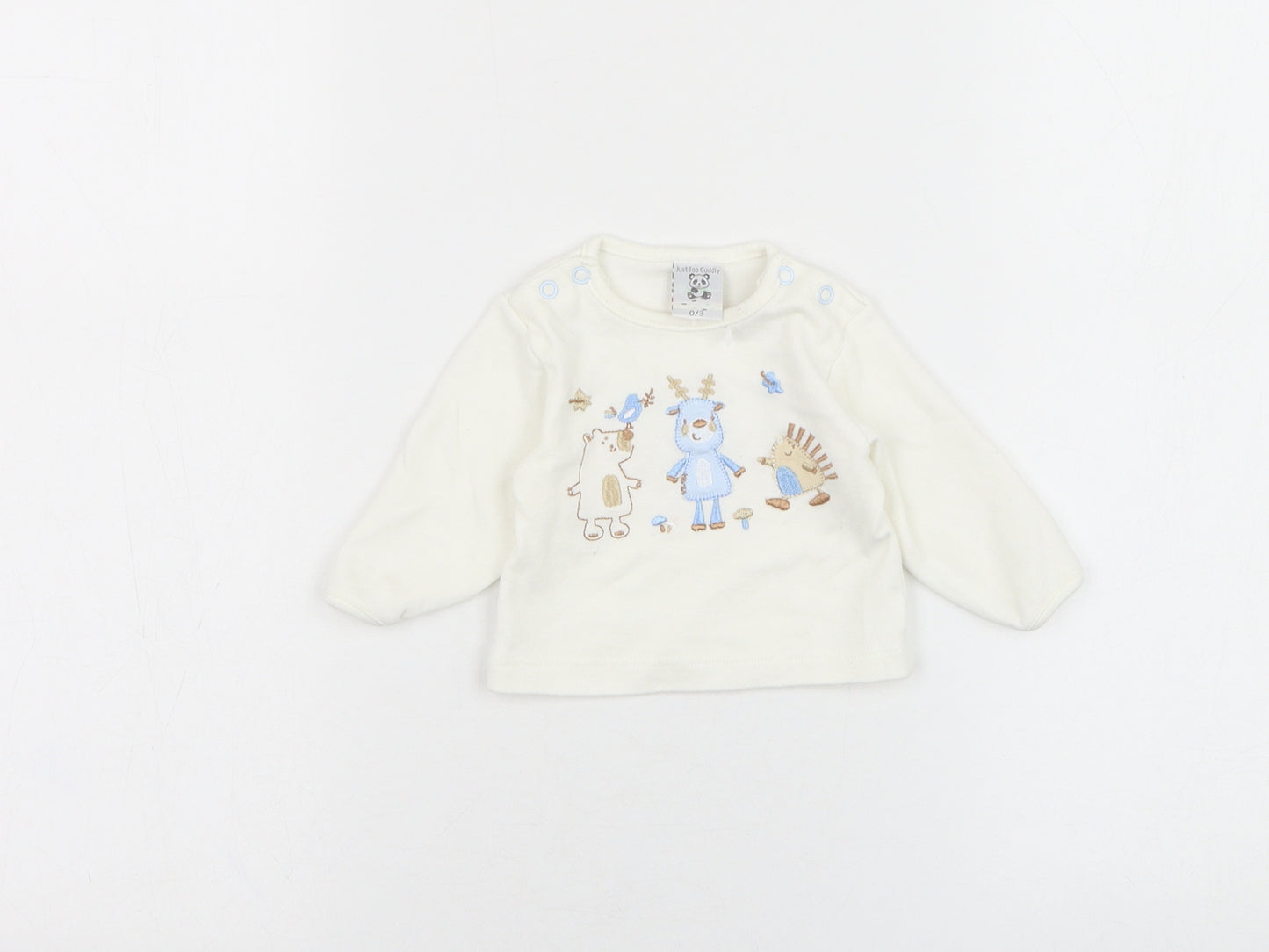 Just too cuddly Girls White  Cotton Pullover Jumper Size 0-3 Months  Pullover - Animal