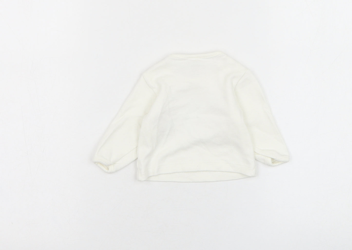 Just too cuddly Girls White  Cotton Pullover Jumper Size 0-3 Months  Pullover - Animal