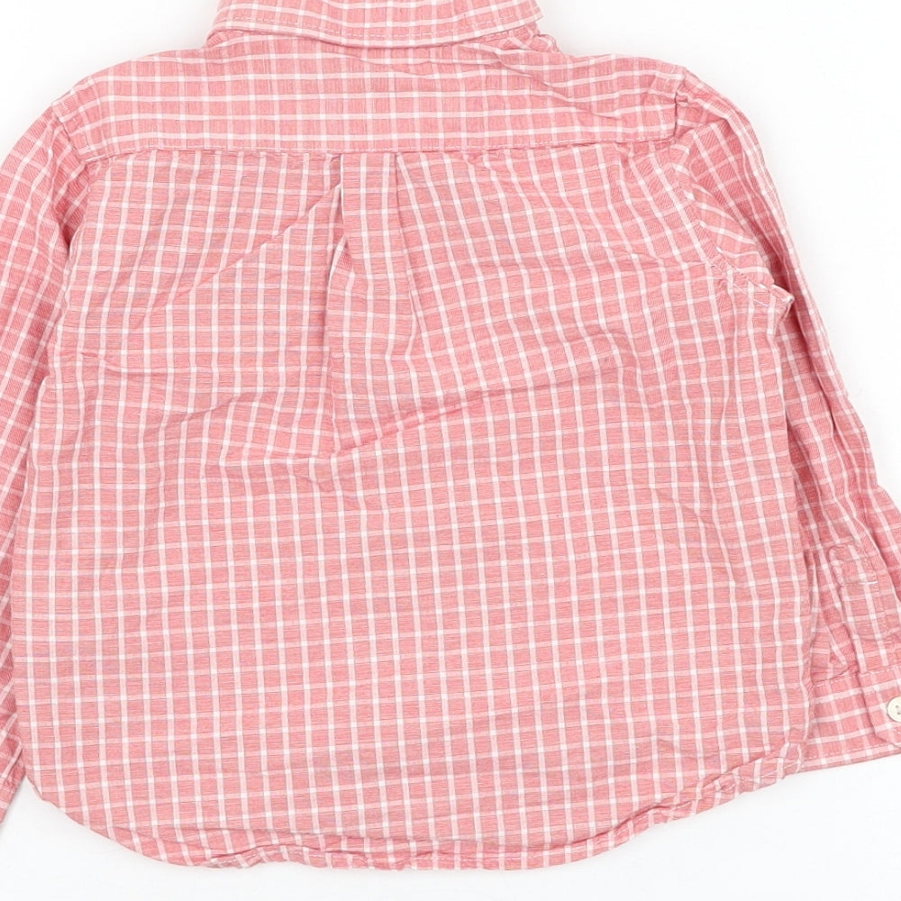 neck & neck Boys Red Check Cotton Basic Blouse Size 18-24 Months Collared Button