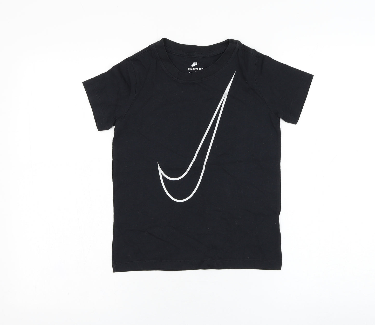Nike Boys Black  Cotton Basic T-Shirt Size 8-9 Years Round Neck Pullover