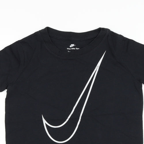 Nike Boys Black  Cotton Basic T-Shirt Size 8-9 Years Round Neck Pullover