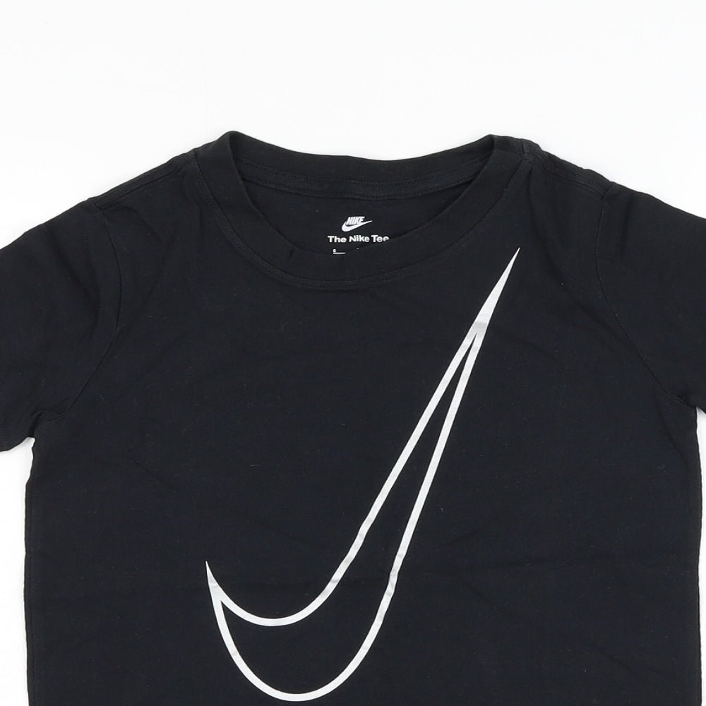 Nike Boys Black  Cotton Basic T-Shirt Size 8-9 Years Round Neck Pullover