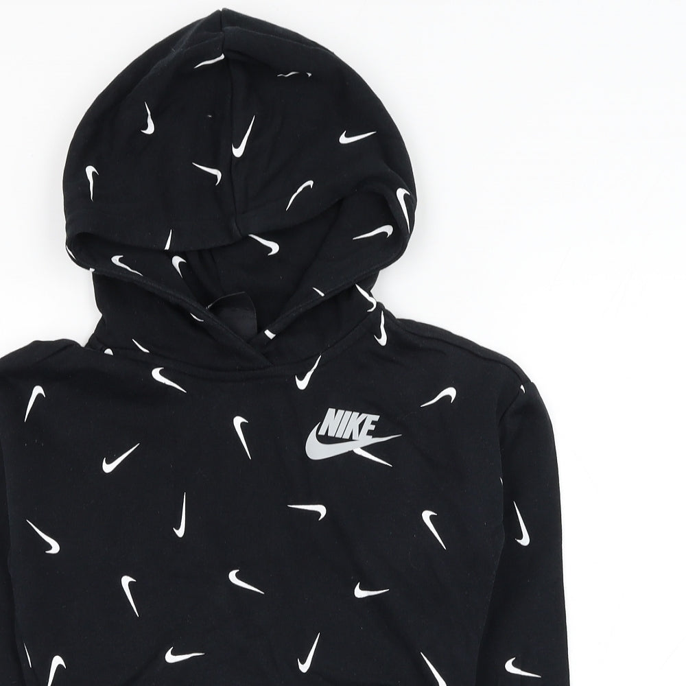Nike Girls Black  Polyester Pullover Hoodie Size 7-8 Years  Pullover