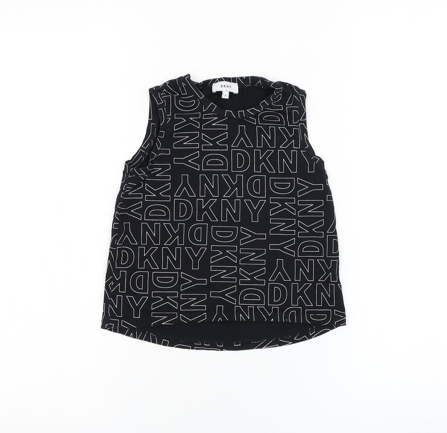 DKNY Girls Black  Camel Basic Tank Size 6 Years Round Neck Pullover
