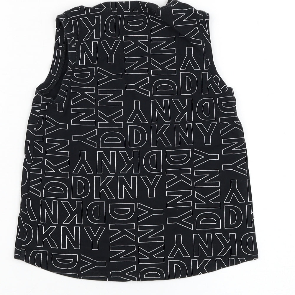 DKNY Girls Black  Camel Basic Tank Size 6 Years Round Neck Pullover
