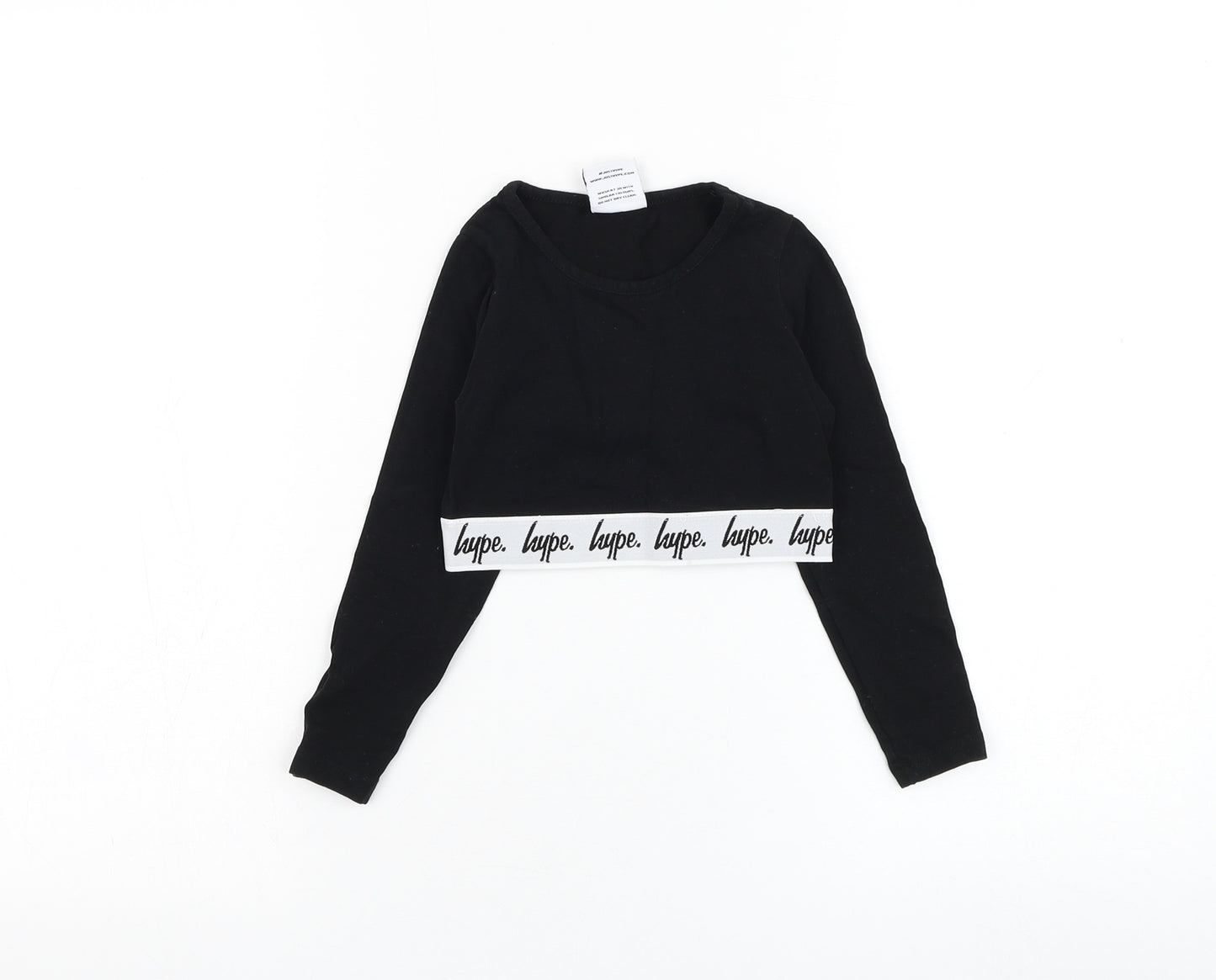 Hype Girls Black  Cotton Basic T-Shirt Size 5-6 Years Round Neck Pullover