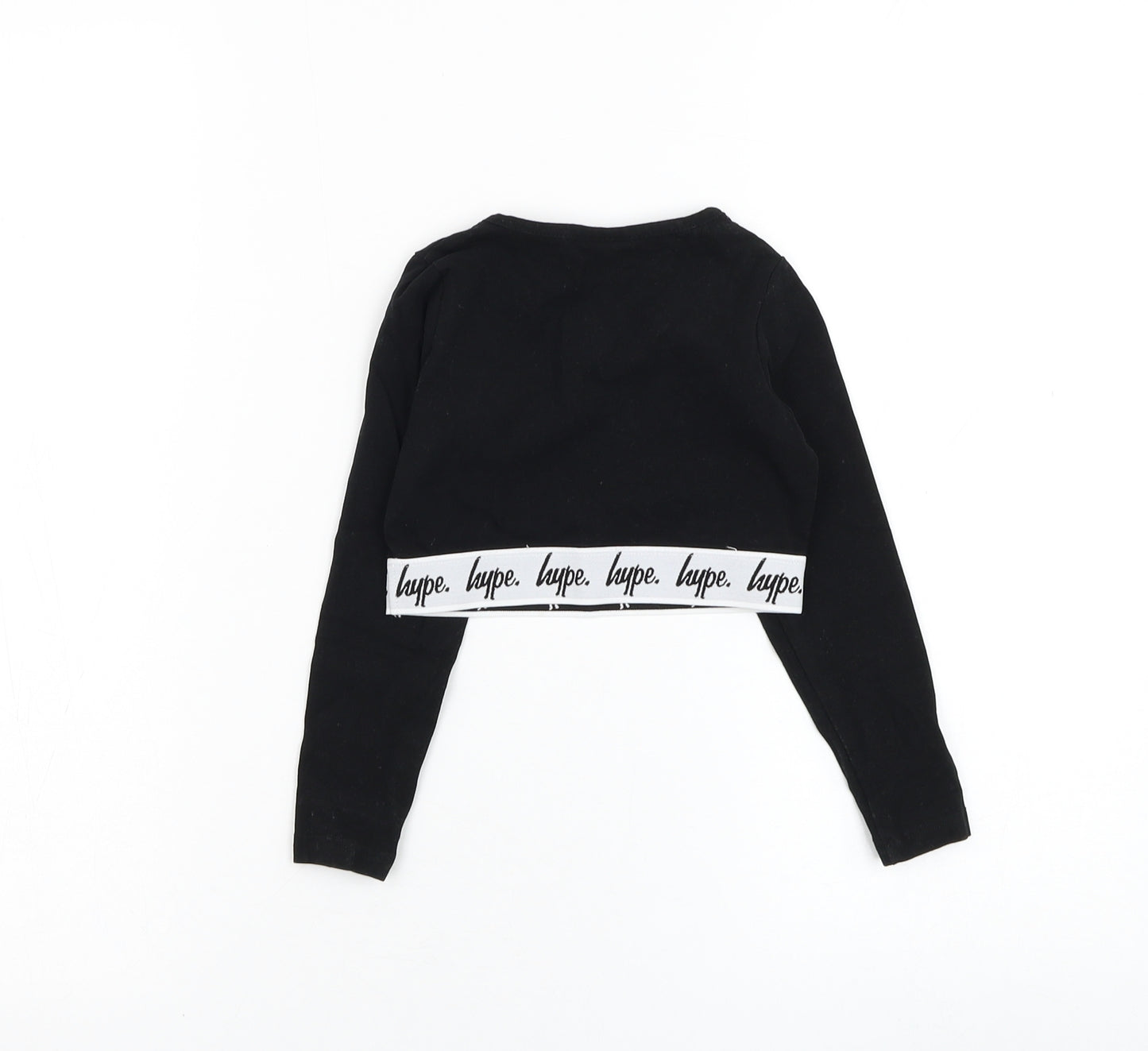 Hype Girls Black  Cotton Basic T-Shirt Size 5-6 Years Round Neck Pullover