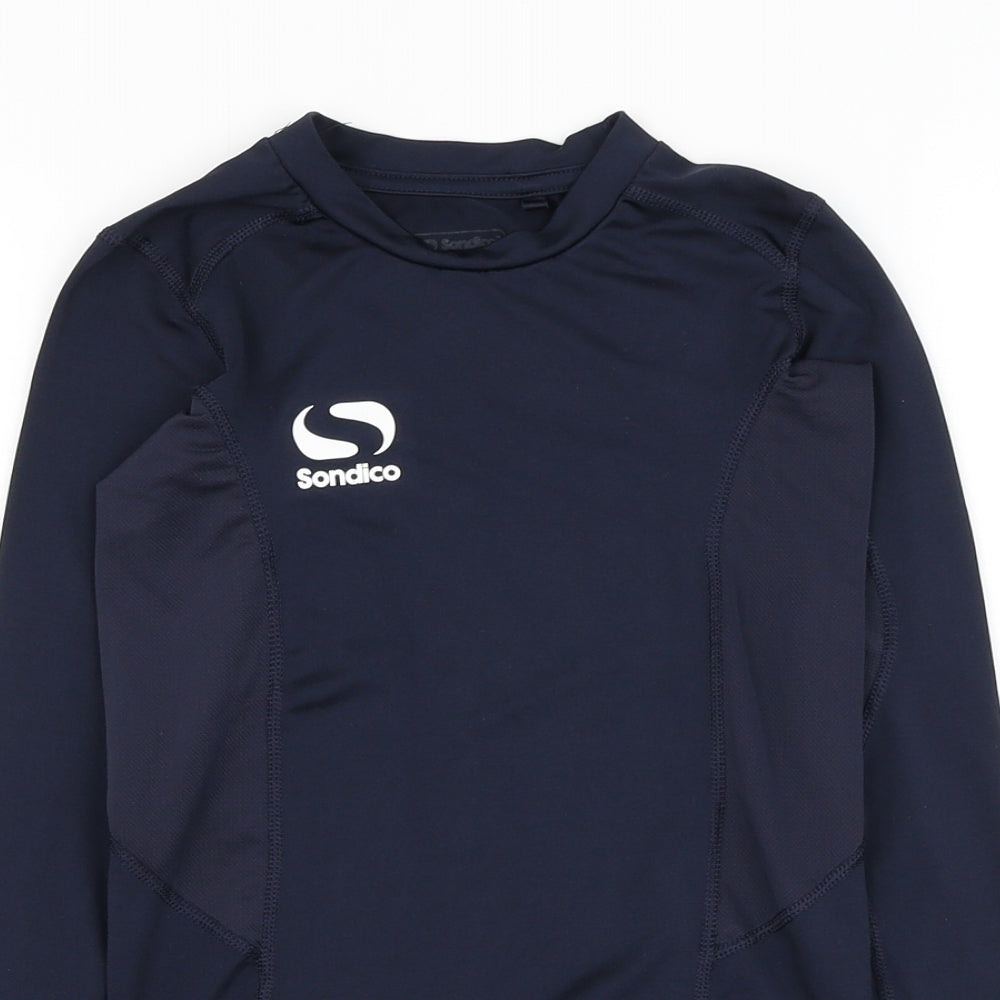 Sondico Boys Blue  Cotton Basic T-Shirt Size 9-10 Years Round Neck Pullover