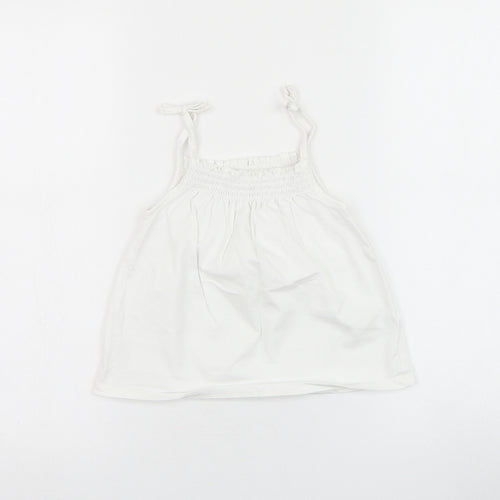 NEXT Girls White  Cotton Basic Tank Size 4-5 Years Round Neck Pullover