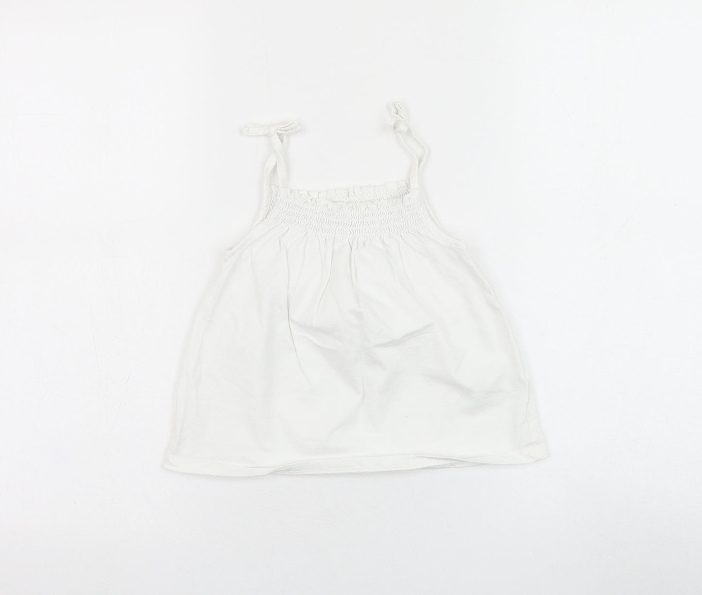 NEXT Girls White  Cotton Basic Tank Size 4-5 Years Round Neck Pullover