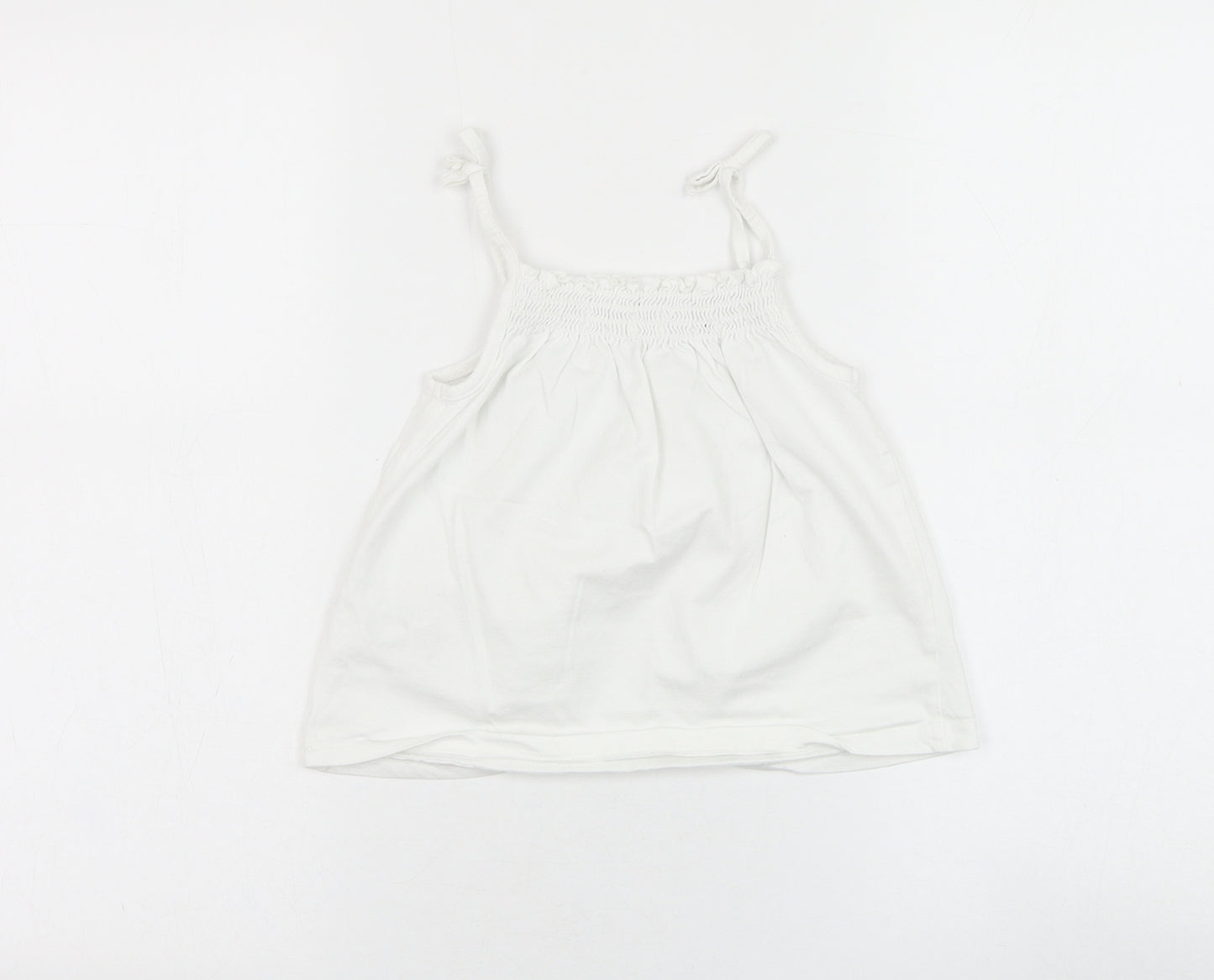 NEXT Girls White  Cotton Basic Tank Size 4-5 Years Round Neck Pullover