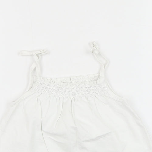 NEXT Girls White  Cotton Basic Tank Size 4-5 Years Round Neck Pullover
