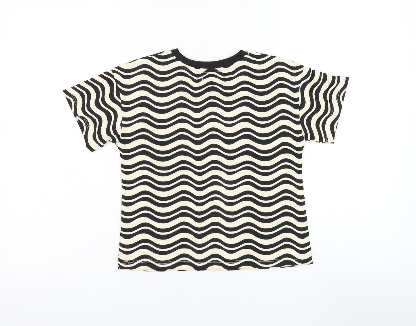 NEXT Boys Beige Striped Cotton Basic T-Shirt Size 5 Years Round Neck Pullover