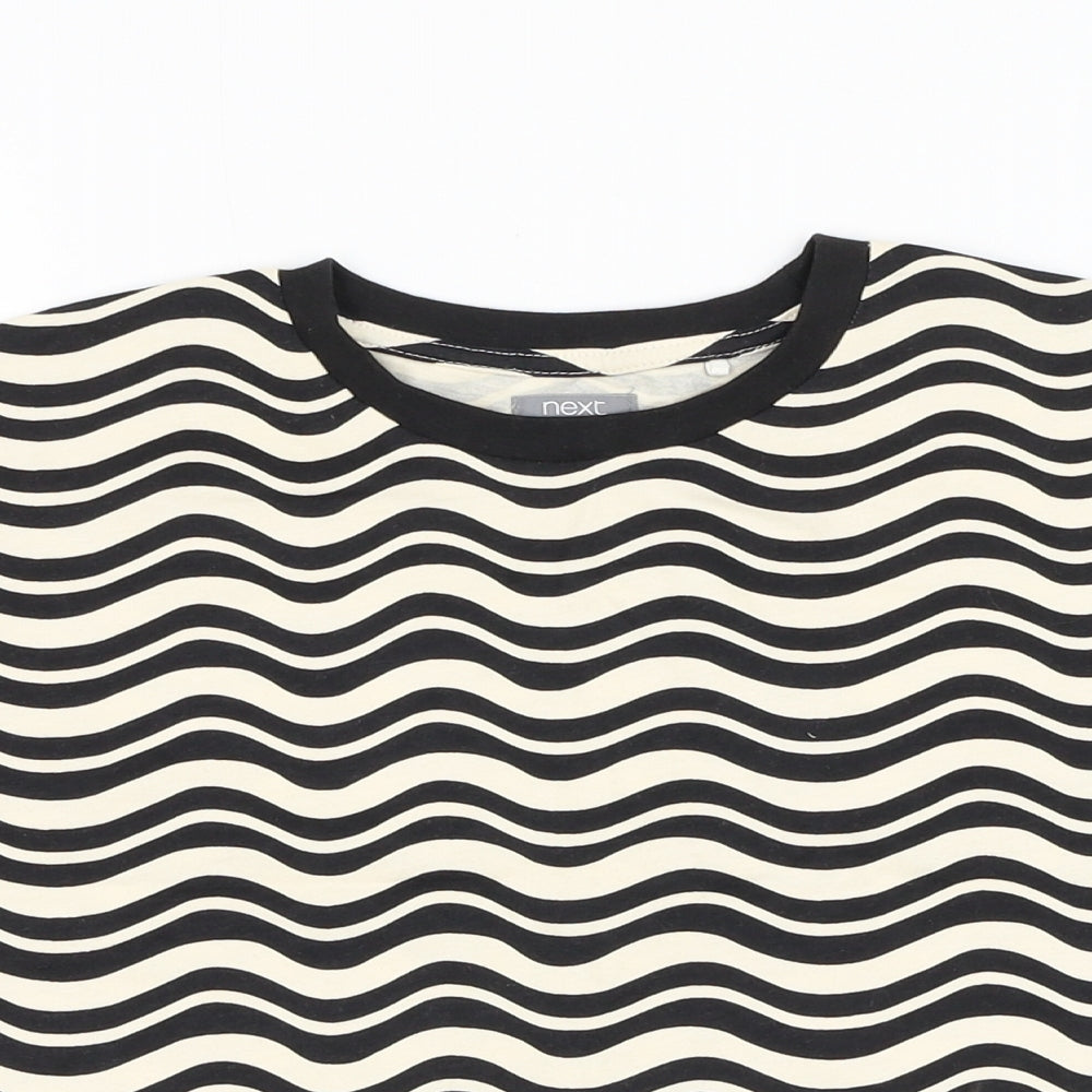 NEXT Boys Beige Striped Cotton Basic T-Shirt Size 5 Years Round Neck Pullover