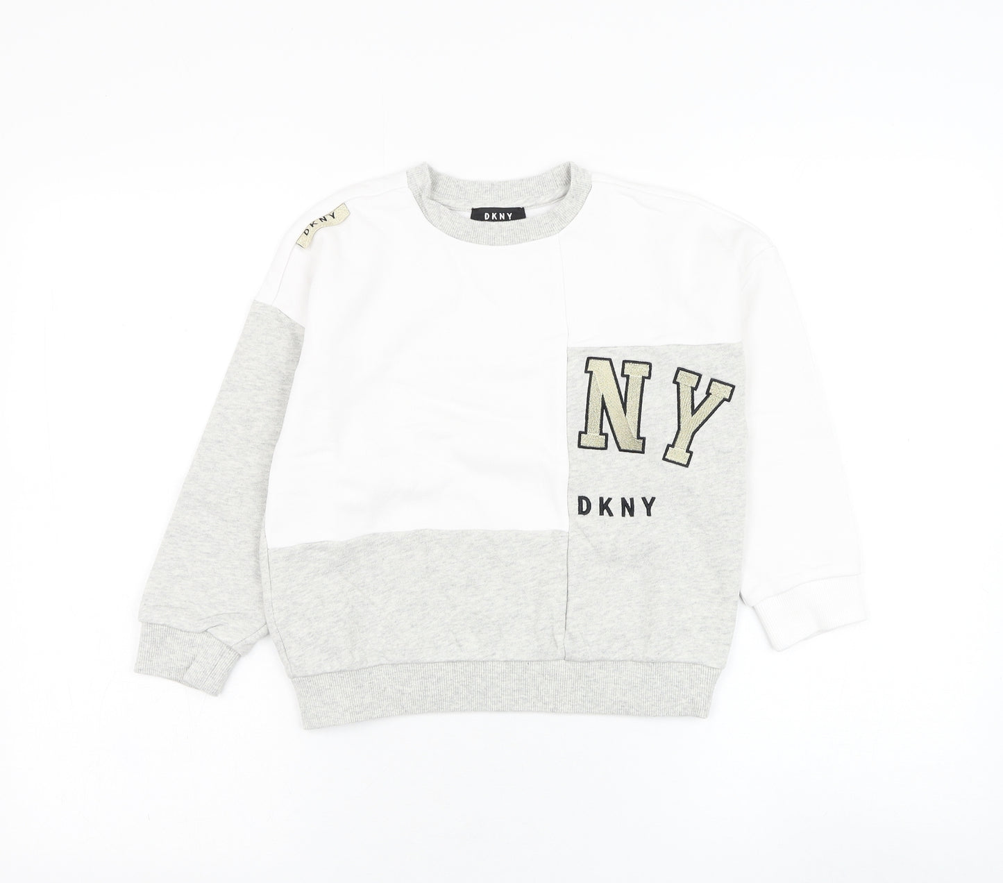 DKNY Girls White  Cotton Pullover Sweatshirt Size 8 Years  Pullover - NY