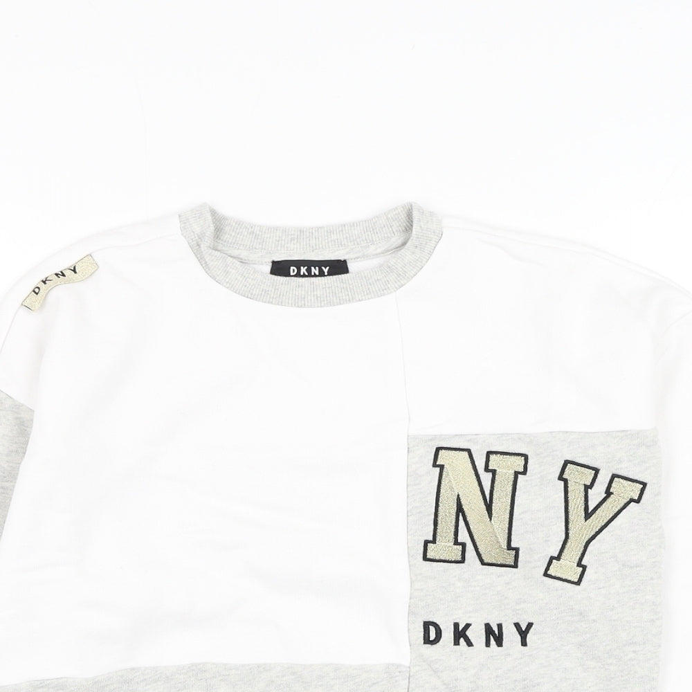 DKNY Girls White  Cotton Pullover Sweatshirt Size 8 Years  Pullover - NY