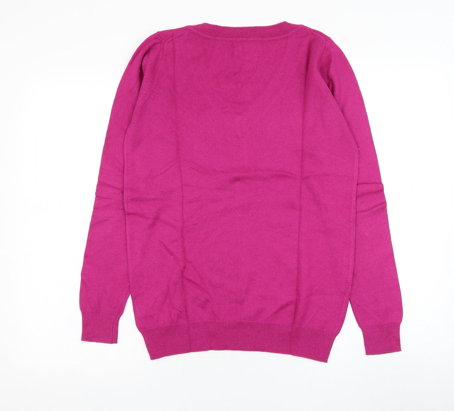 Joules Womens Orange V-Neck  Cotton Pullover Jumper Size 10