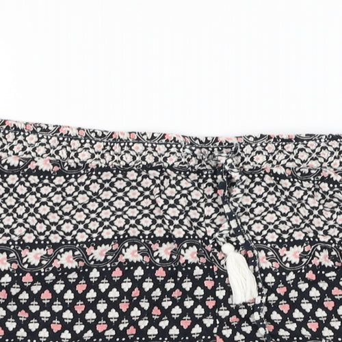 Atmosphere Womens Black Floral Viscose Hot Pants Shorts Size 10 L3 in Regular Drawstring