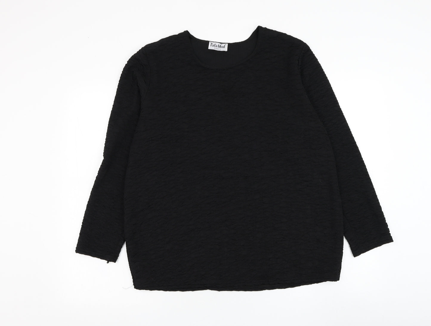 Fafa Mod Womens Black  Polyester Basic Blouse Size L Round Neck