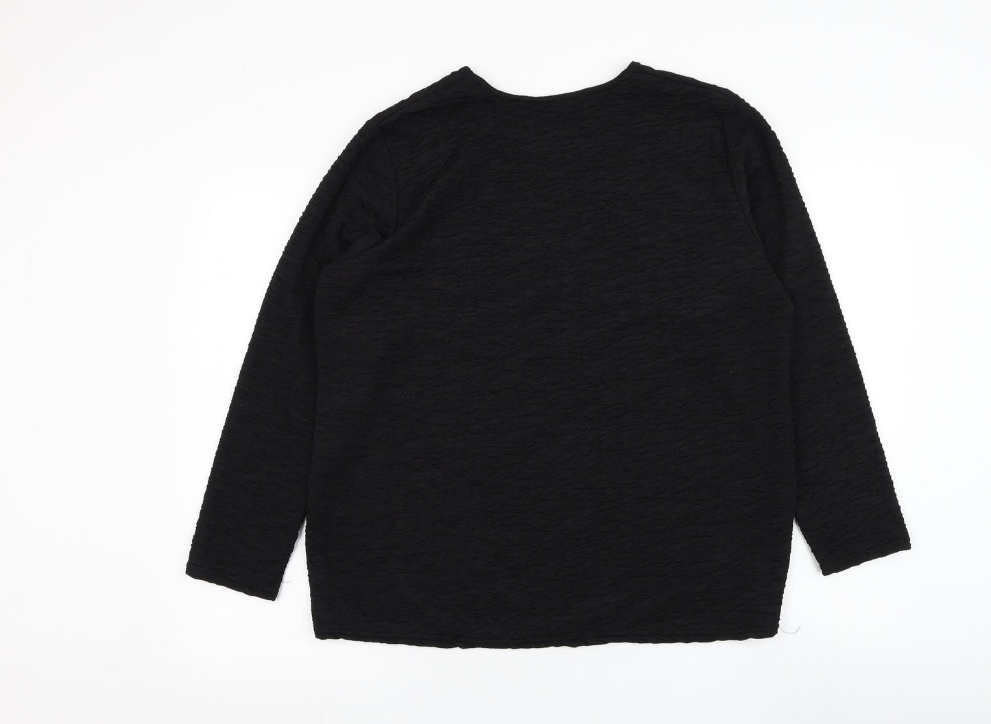 Fafa Mod Womens Black  Polyester Basic Blouse Size L Round Neck