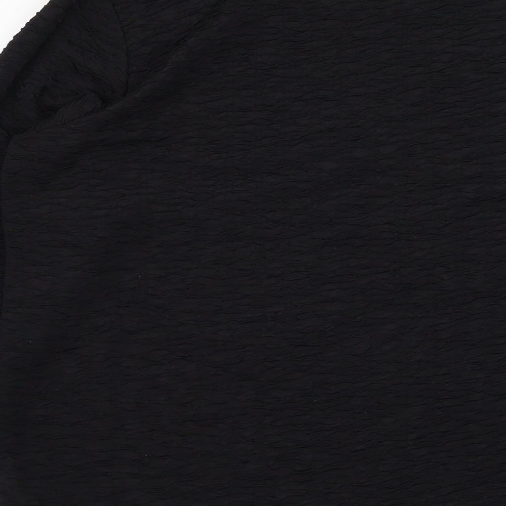 Fafa Mod Womens Black  Polyester Basic Blouse Size L Round Neck