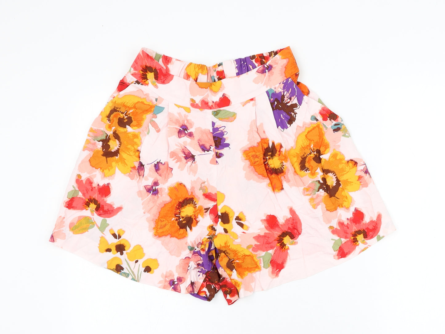 H&M Womens Pink Floral Polyester Bermuda Shorts Size 10 L6 in Regular