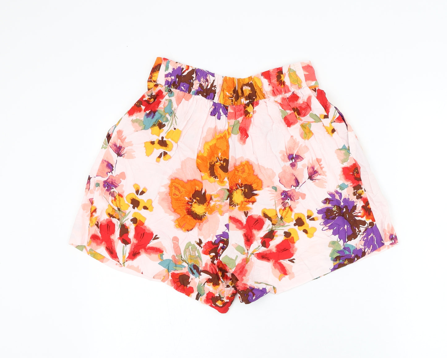 H&M Womens Pink Floral Polyester Bermuda Shorts Size 10 L6 in Regular