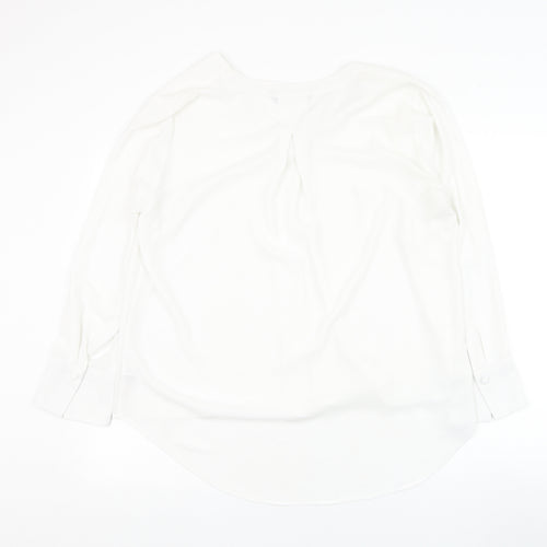 Dunnes Stores Womens White  Polyester Basic Blouse Size L V-Neck