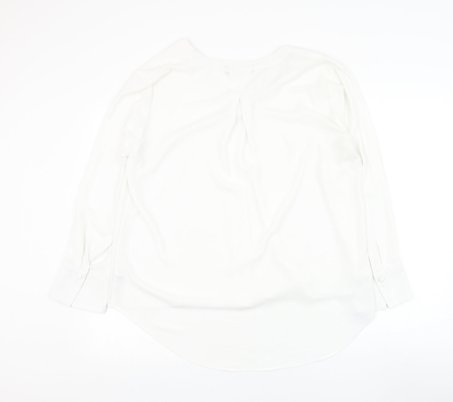 Dunnes Stores Womens White  Polyester Basic Blouse Size L V-Neck